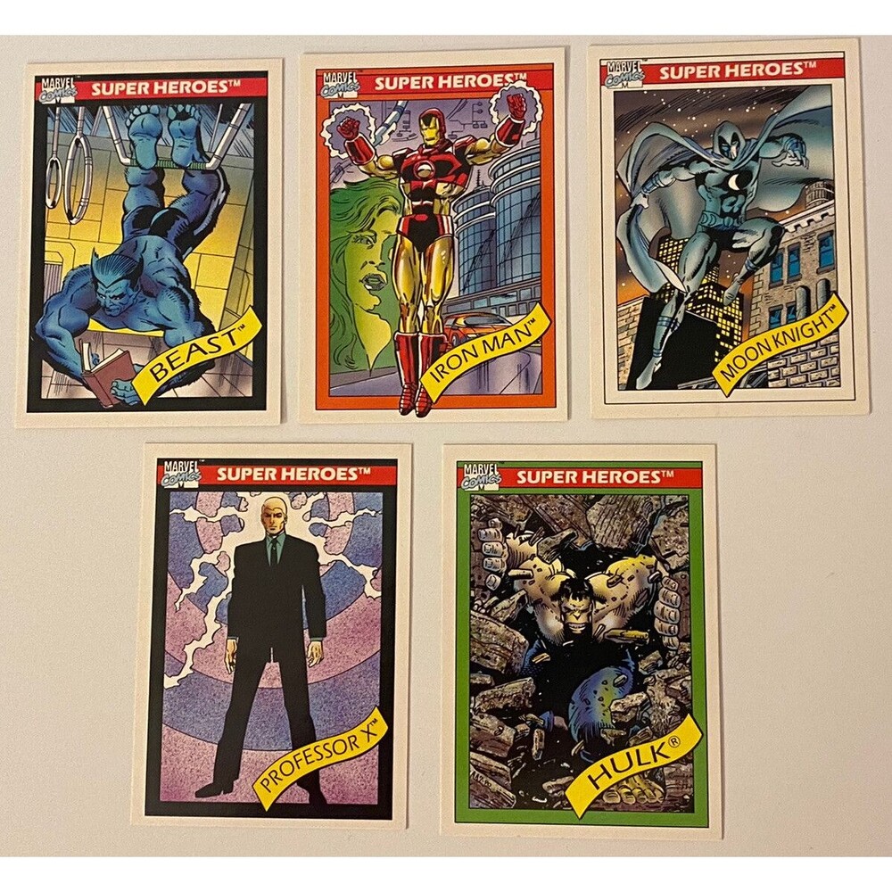 1990 Impel Marvel Universe Series 1 Lot HULK PROF. X IRON MAN BEAST MOON KNIGHT!
